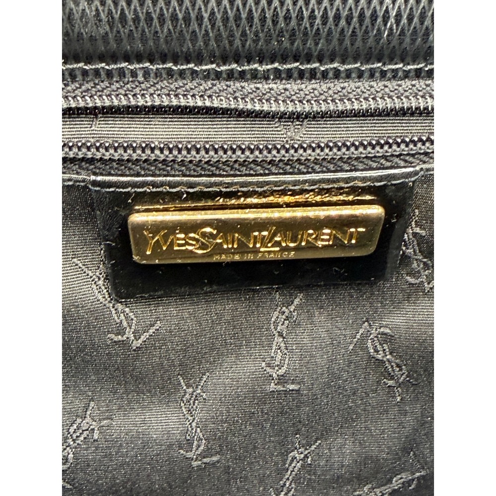 Yves Saint Laurent Vintage Shoulder Bag Black Textured Leather Luxury Retro - Picture 9 of 12